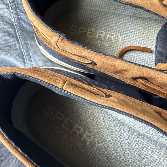 SPERRY ⚓️ Men’s Navy & Tan Canvas and Leather Boat Shoes - Size 11.5 - Picture 3 of 14